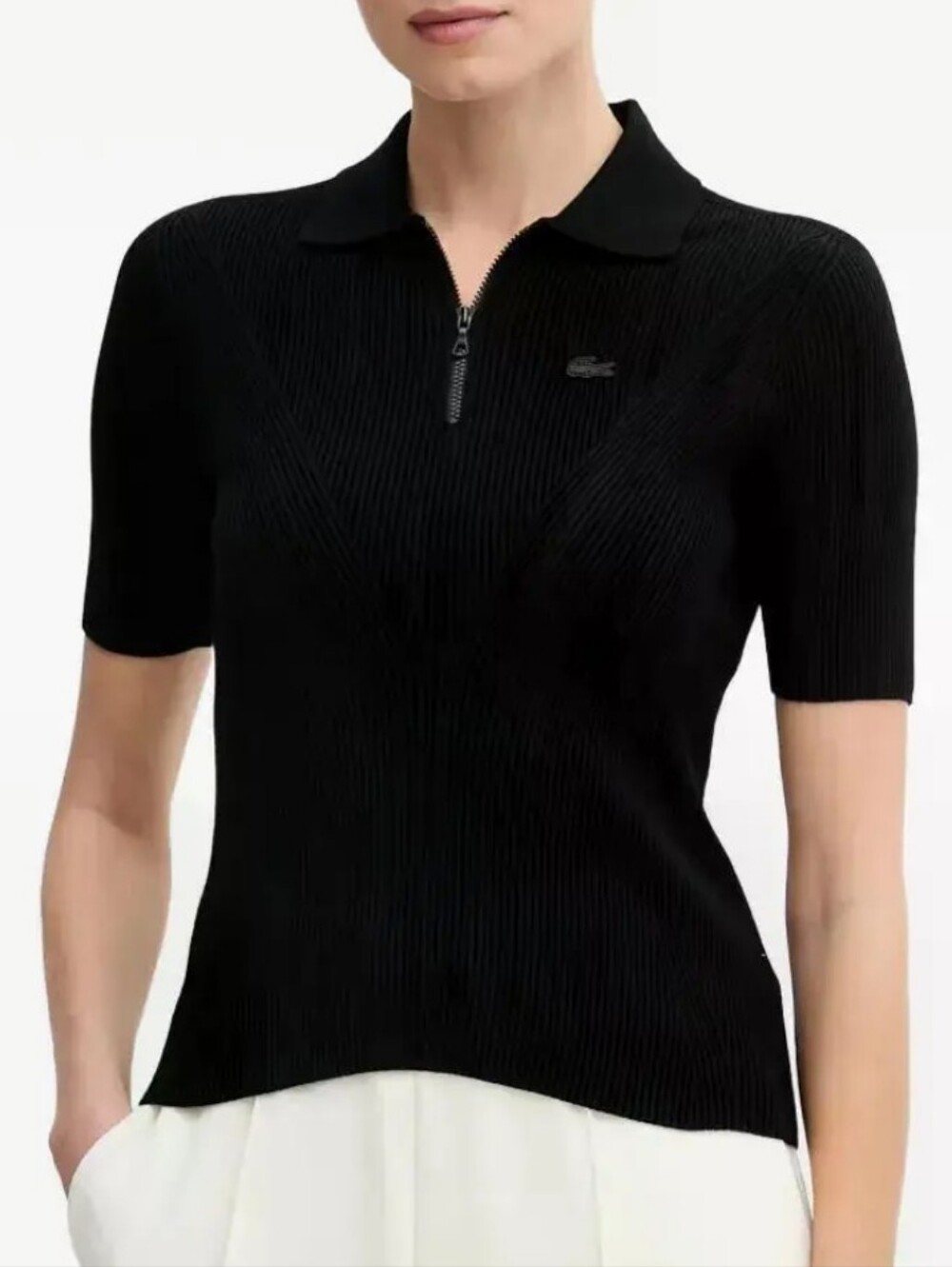 Lacoste Women's 3D Ribbed Knit Polo